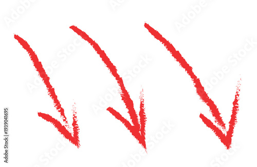 Three red plant stems with leafy branches on a white background