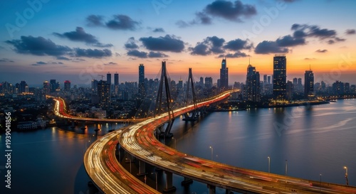 Mumbais Bandra Worli Sea Link at Dusk - A Modern Marvel.