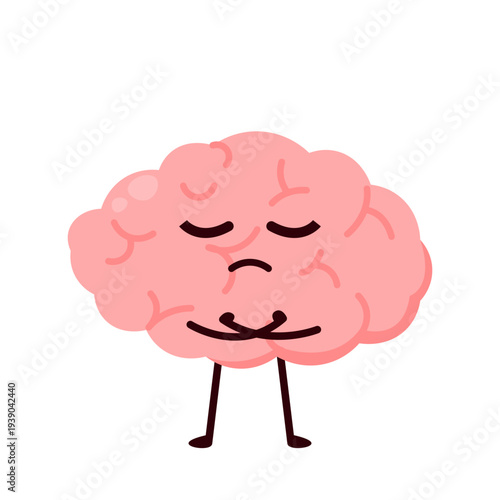 Cute Brain Character Emotions Set Cartoon Illustration