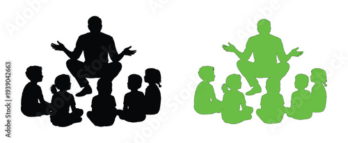 Teacher and Students Silhouette Set for Education and Storytelling Concepts