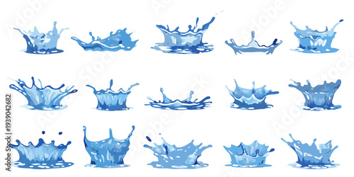 Animated water splash sequence depicting impact and dispersal of liquid