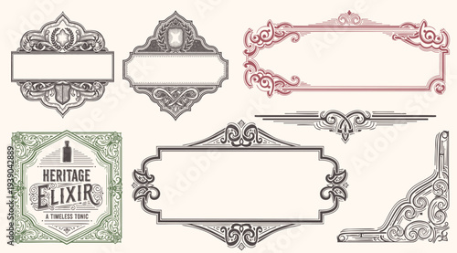 Vintage Baroque Victorian frame border, frame flower pattern vector floral engraved ornament retro decorative design. filigree calligraphic heraldic shield swirl