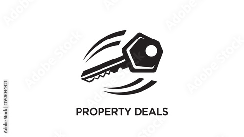 A professional logo featuring a stylized key icon with the text 'PROPERTY DEALS' below, symbolizing real estate and property transactions on a clean white background.