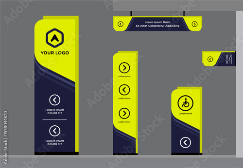 Exterior and interior signage template set corporate identity