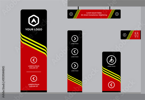 Exterior and interior signage template set corporate identity