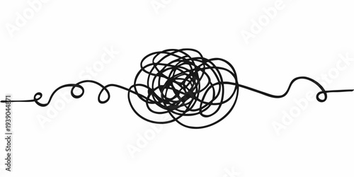 Abstract tangled line drawing on a plain white background