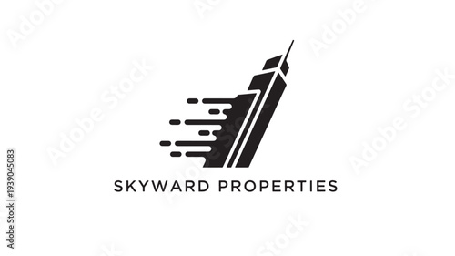 A sleek black and white logo for Skyward Properties, featuring a stylized building icon with modern design elements on a clean white background.