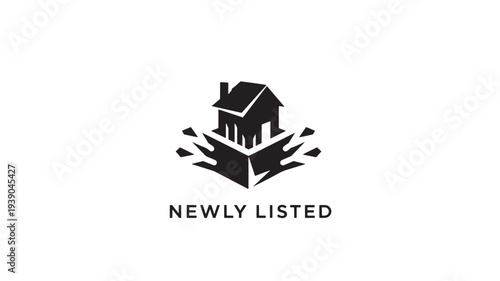 A sleek black and white logo featuring a house icon with the text 'Newly Listed' below, perfect for real estate marketing materials, property listings, and business branding.