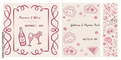 Charming invitations for a galentine s and pajama themed party event