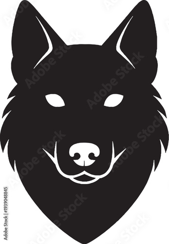 Finnish Spitz Head Front Silhouette Fox Like Dog Logo Vector