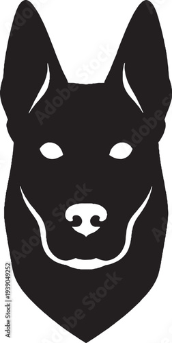Belgian Malinois Head Front Black Silhouette Dog Logo Icon
