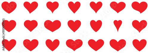 Red heart shapes set with simple love symbol collection. Red heart icons set vector. Heart Red | Love | Logo | Variations. Set of love symbols isolated.  heart, hearts, love, romantic, valentines