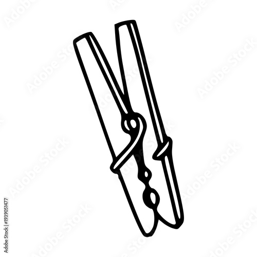 wooden clothespin illustration in minimalist line art style