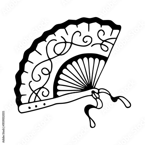 Fényképezés vintage oriental hand fan illustration for decorative design