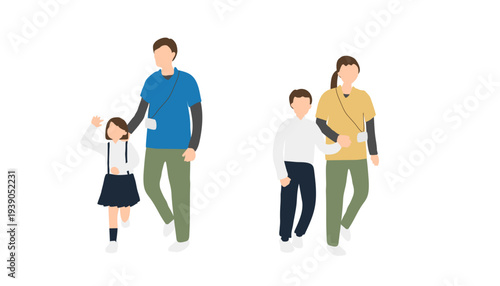 放課後等デイサービスの外出活動（支援員と歩く子ども）