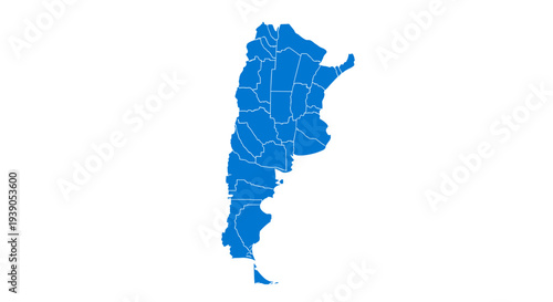 Map of argentina with regional divisions and geographic details
