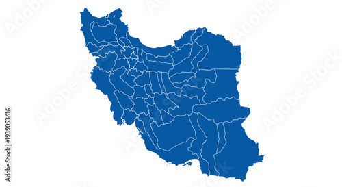 Map of iran with provincial borders and geographic details