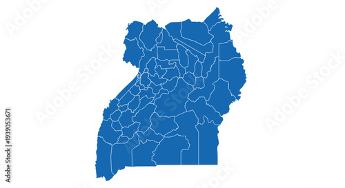 Map of a country with detailed internal divisions and borders