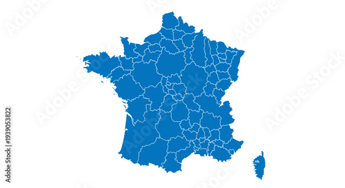 Map of france with regional boundaries and departments