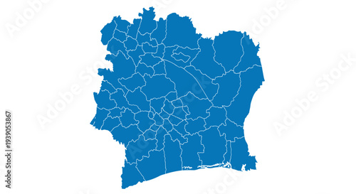 Map of france with administrative regions highlighted in blue