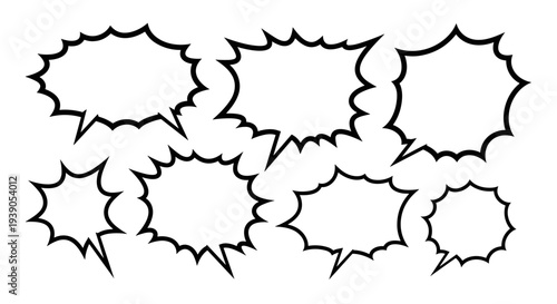 Collection of comicstyle explosion shapes for design and art