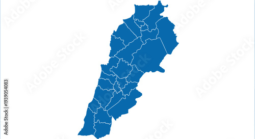 Map of lebanon with regional divisions and geographic outline