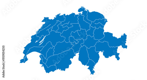 Map of switzerland with its administrative divisions and borders