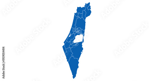 Map of israel with regional divisions and geographic details
