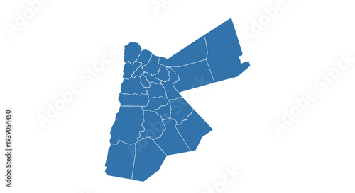 Map of syria with regional divisions and borders in blue