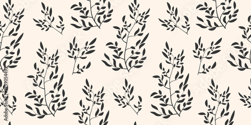 Seamless pattern with silhouettes of leaves. Botanical pattern for wallpaper design, decor, print, textiles, interior.