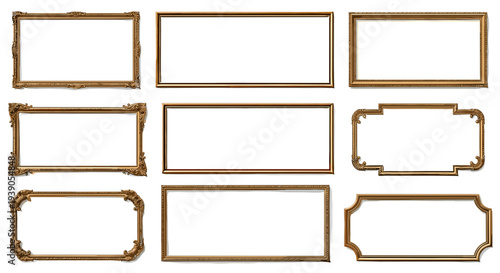 Collection of vintage ornate picture frames with intricate designs