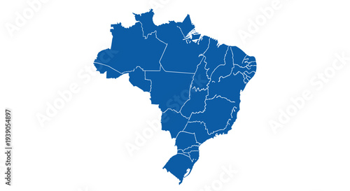 Map of brazil with state borders and geographic divisions