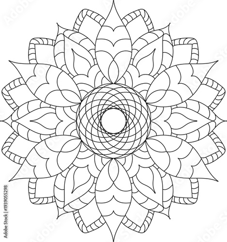 Mandala, Oriental pattern, Islamic, Arabic, Indian, Moroccan, Spanish, Turkish, Pakistani, Chinese, Ottoman motifs. Coloring Book page
