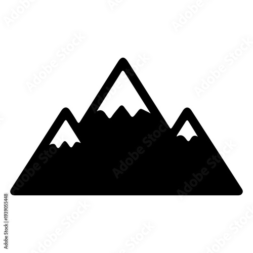 Mountain Range Icon with Snow Caps