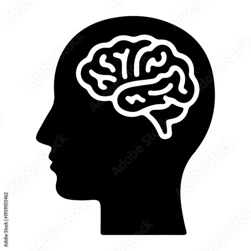 Human Head with Brain Profile Icon