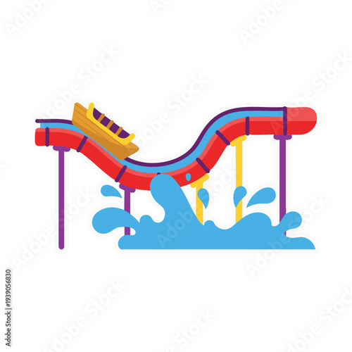 Aqua Park Splash Ride Cartoon Illustration