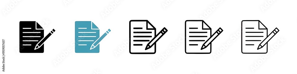 Fototapeta premium Note black liner icon collection. Thin line customizable illustration. Contour symbol. Vector isolated outline drawing. Editable stroke