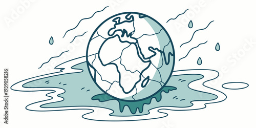 Earth floating amidst a gentle rain in a serene aquatic environment