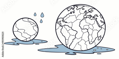 Visual representation of earth's water cycle and climate change impact on rising sea levels