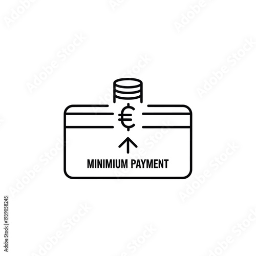 Minimalist icon of a wallet with minimum payment and euro symbol