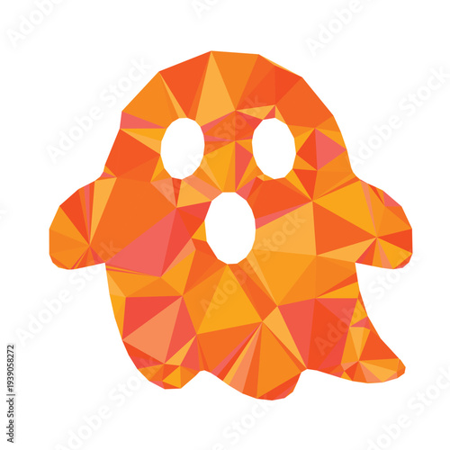 Cute ghost vector made from orange gradient polygons, combining playful character design with modern geometric shapes.