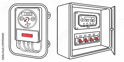 Electricity meters and circuit breaker panels in residential electrical systems