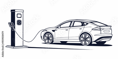 Electric vehicle connected to a charging station for power supply