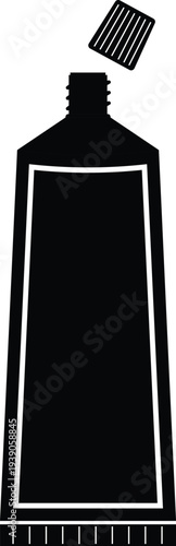 Toothpaste with Cap Silhouette Isolated on White Background