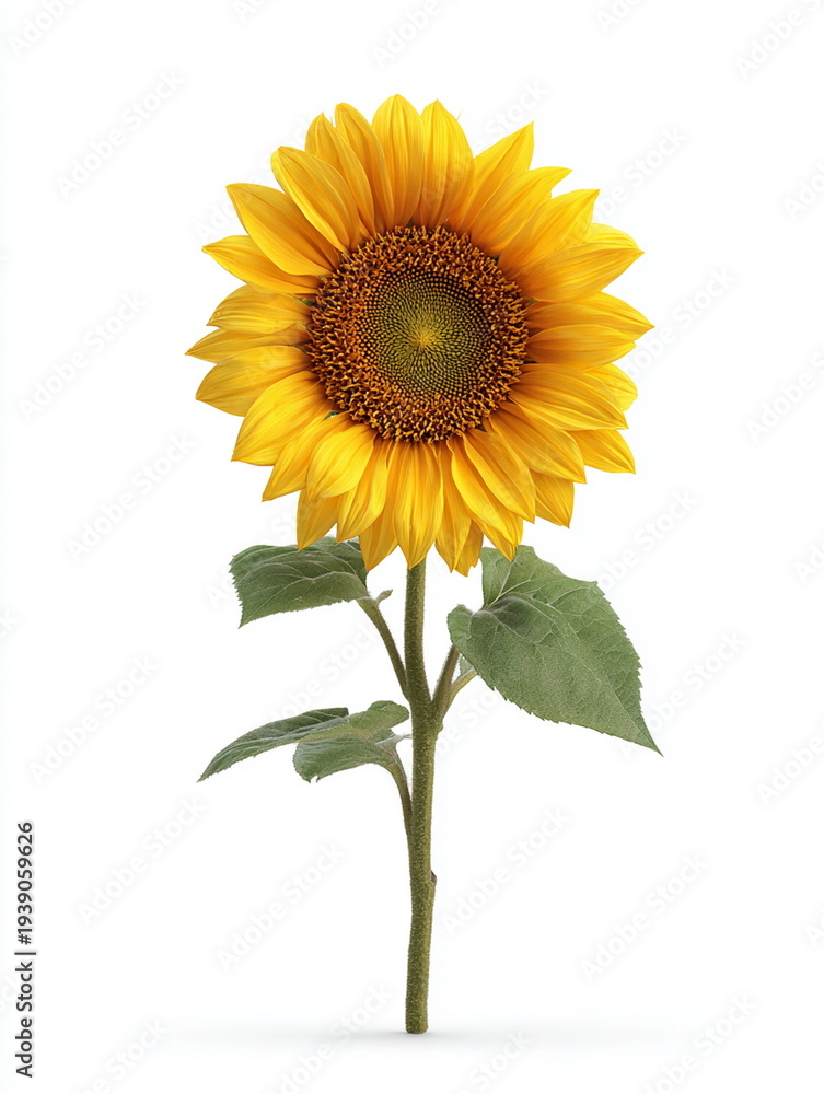 Fototapeta premium Bright Yellow Sunflower Isolated on White Background