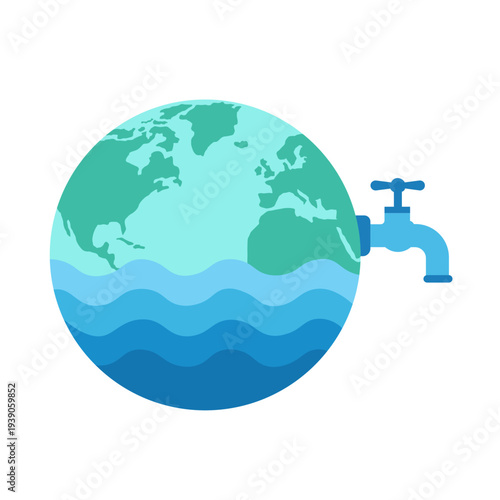 Global water conservation vector icon