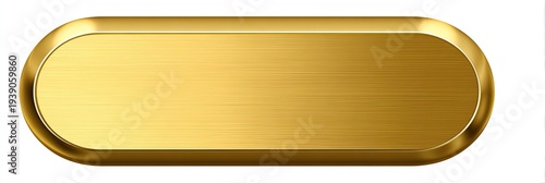 A polished gold elongated oval button with subtle brushed texture
