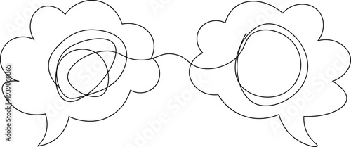 One-line art illustration depicting tangled thoughts transitioning into clear thinking, often used to represent concepts like psychology, mental health, or overcoming confusion. 