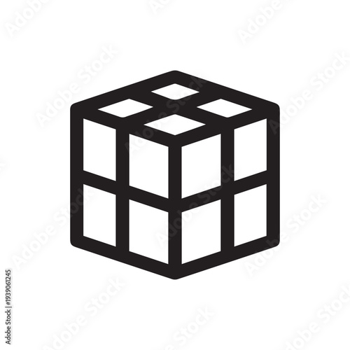 Puzzle Cube Toy Outline Icon Vector Illustration