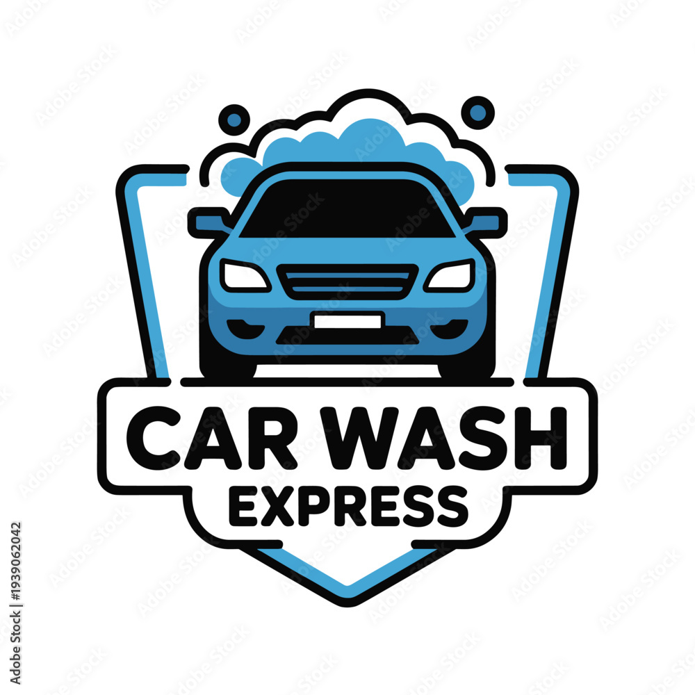 Obraz premium Car wash express badge logo design